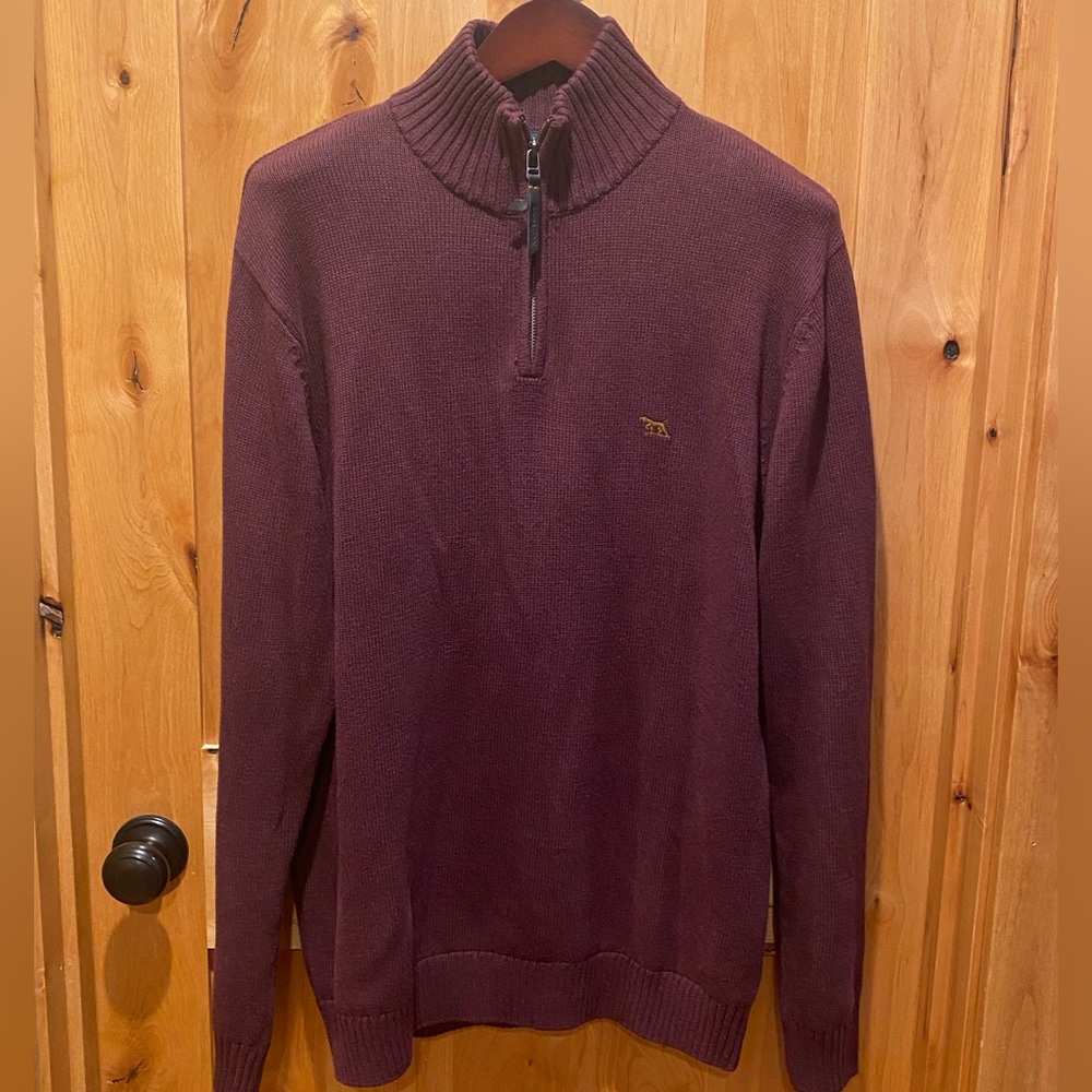 RODD & GUNN Men's Burgundy Sweater with Half-Zip size L large